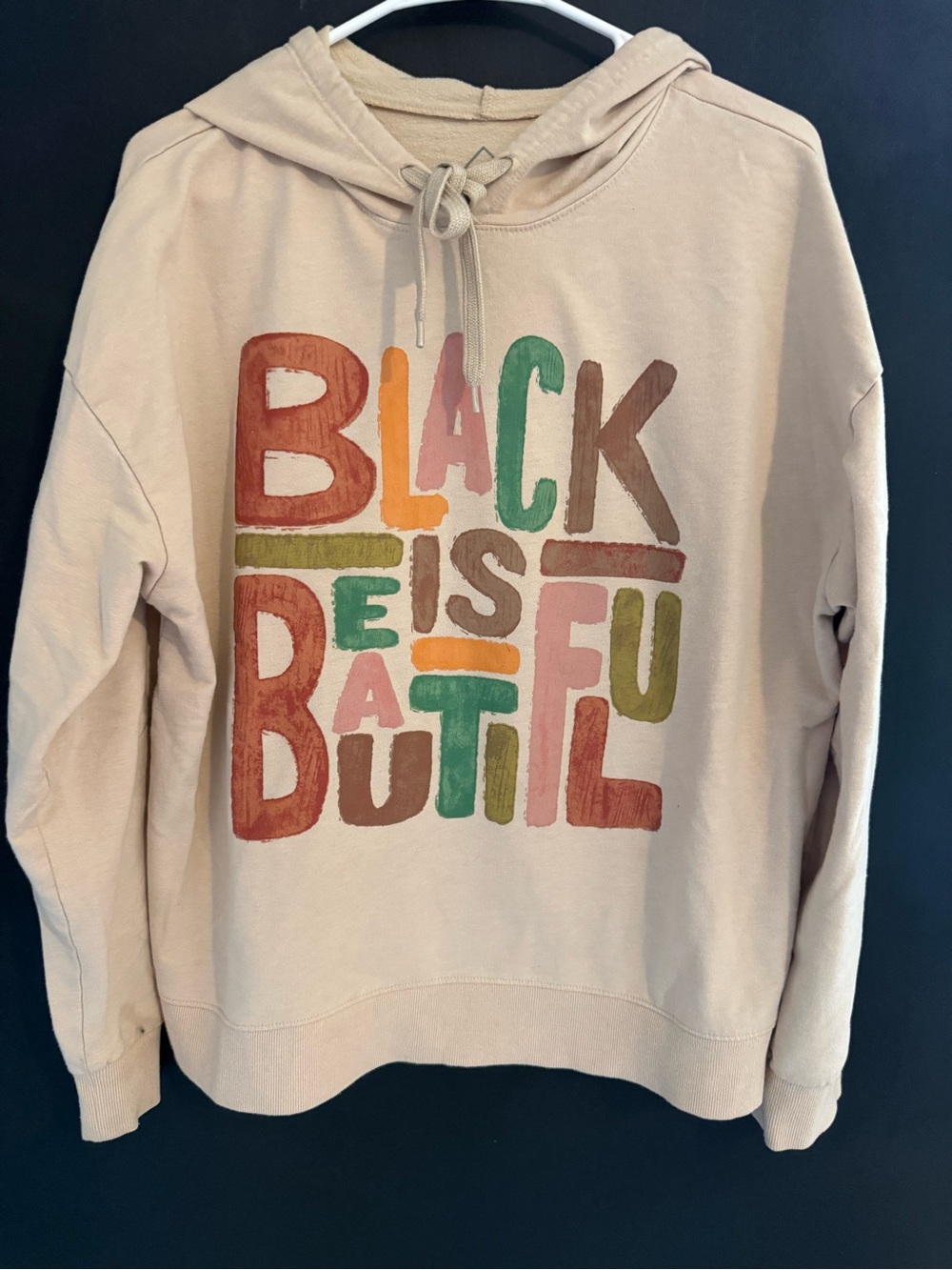Black is Beautiful graphic hoodie cream XXL